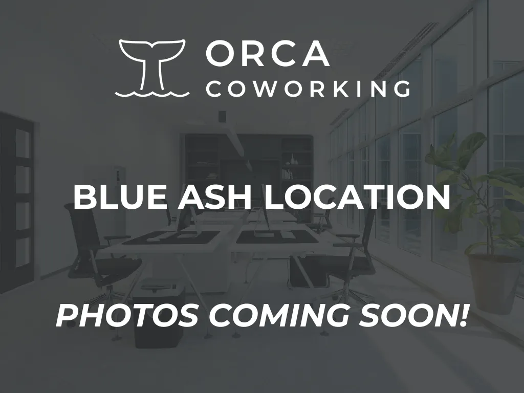 Picture of the ORCA Coworking logo with text that says Blue Ash Location, photos coming soon