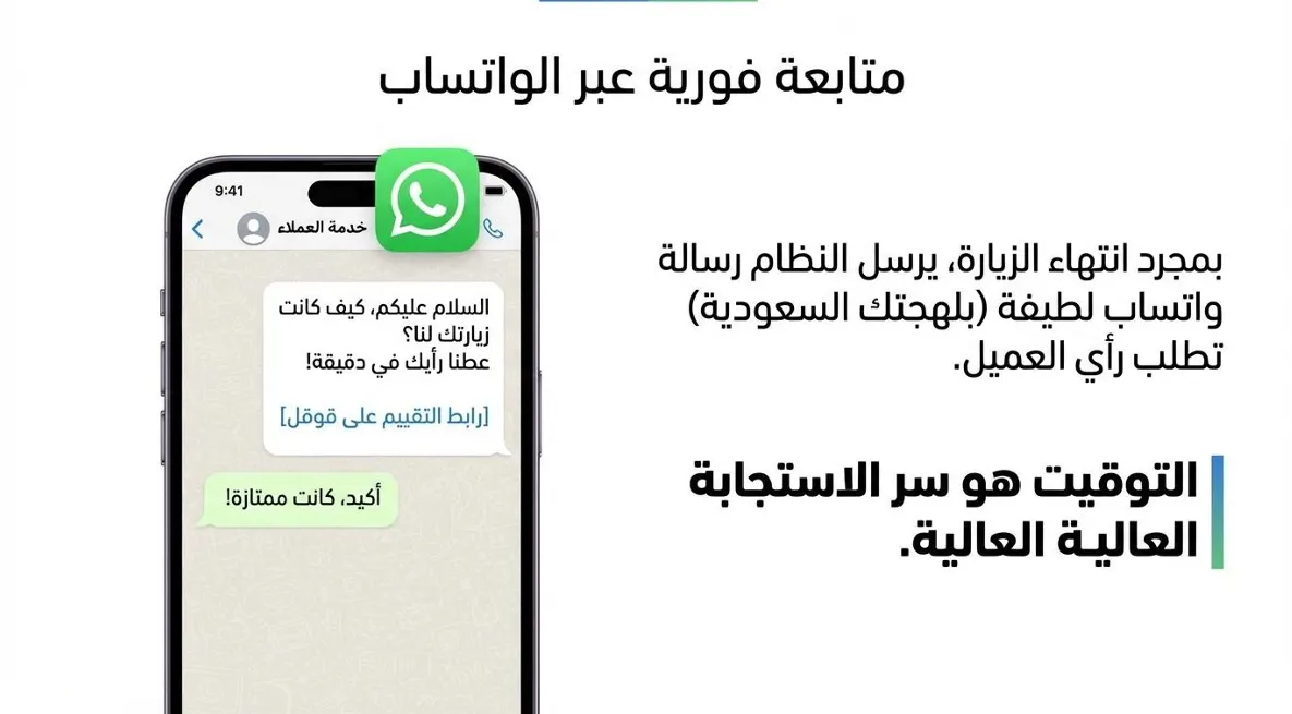 طريقة طلب تقييم من العملاء على الواتساب: دليلك الشامل لزيادة مبيعاتك في السعودية 2026