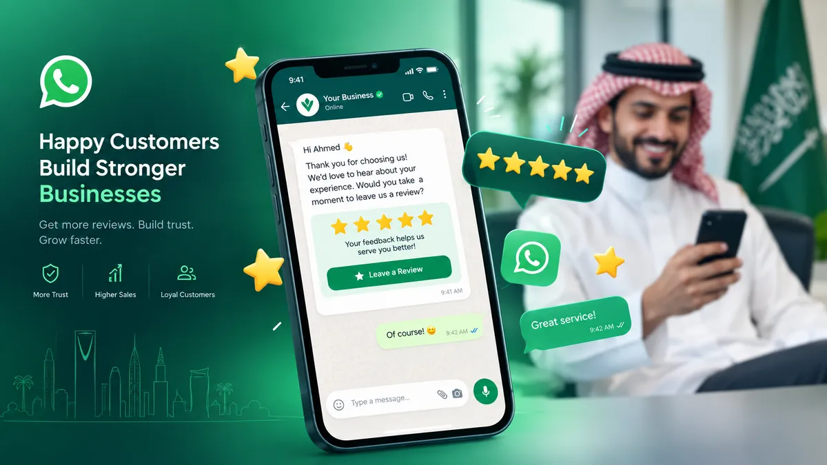 كيف تطلب تقييمات من عملائك عبر الواتساب وتضاعف مبيعاتك في السعودية 2026