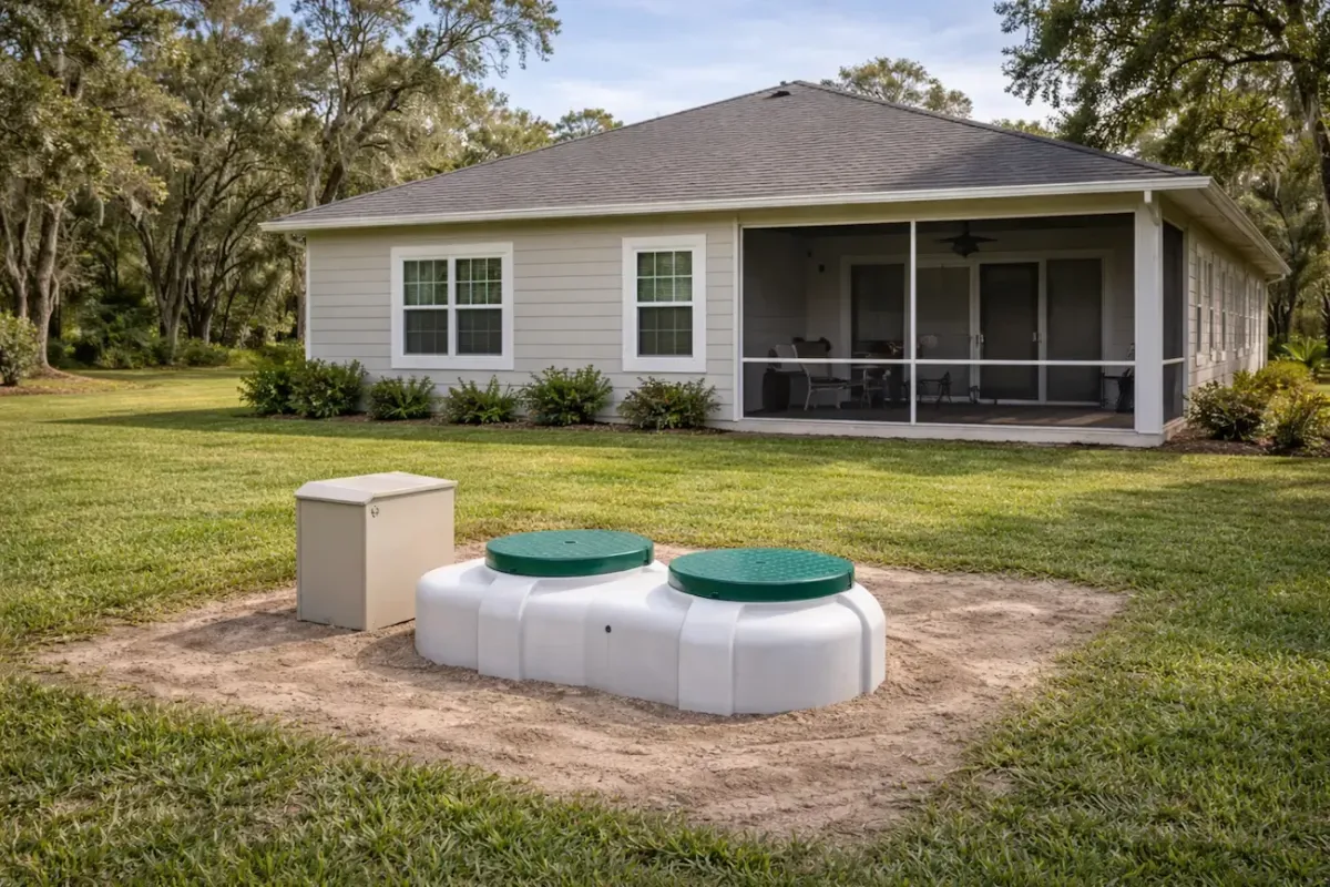 Aerobic treatment unit installation in Ocala Florida for residential septic system