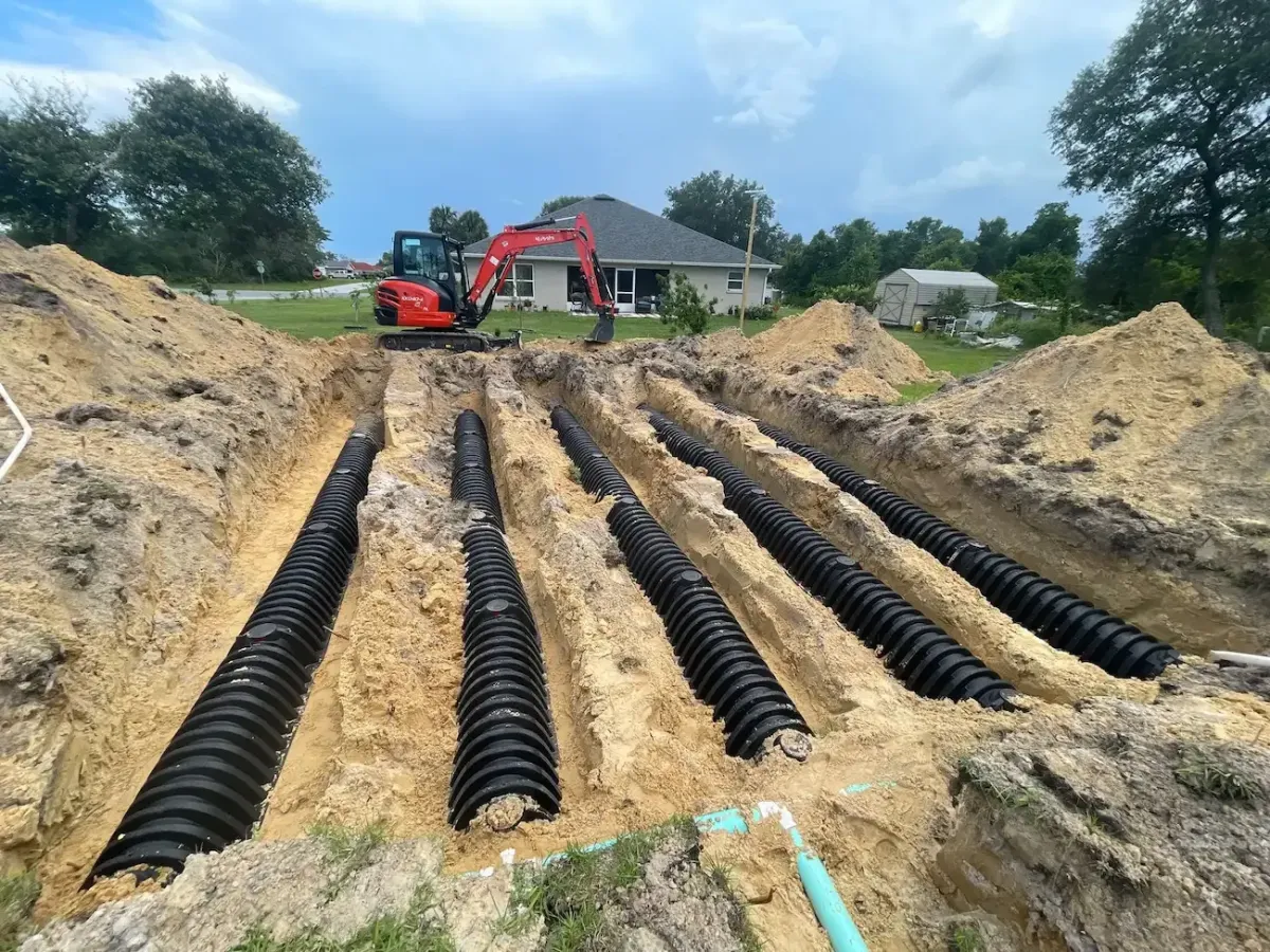 Septic system replacement in Ocala Florida with new drain field and excavation work