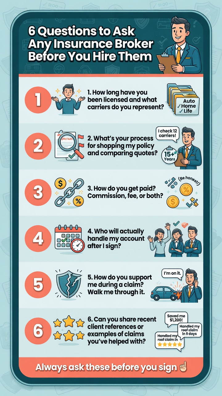 6 questions to ask any insurance broker before hiring them — checklist guide
