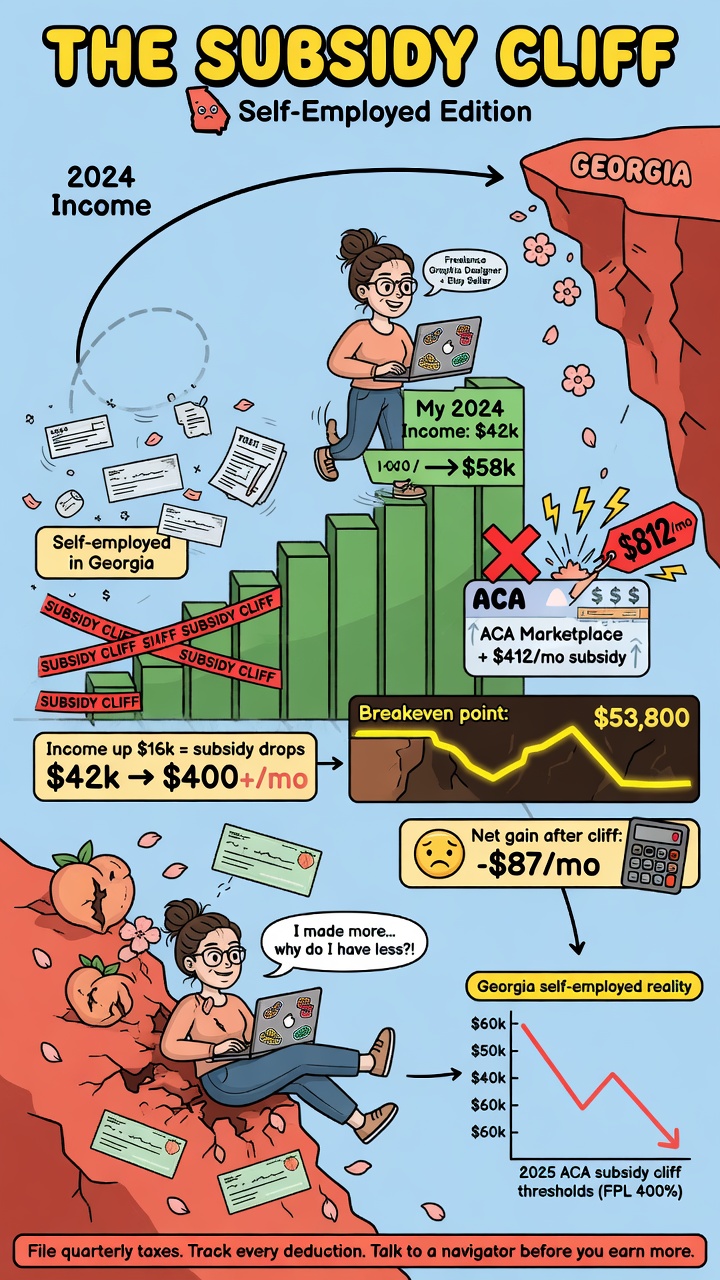 Self-employed Georgian reviewing 2026 ACA marketplace premium increase