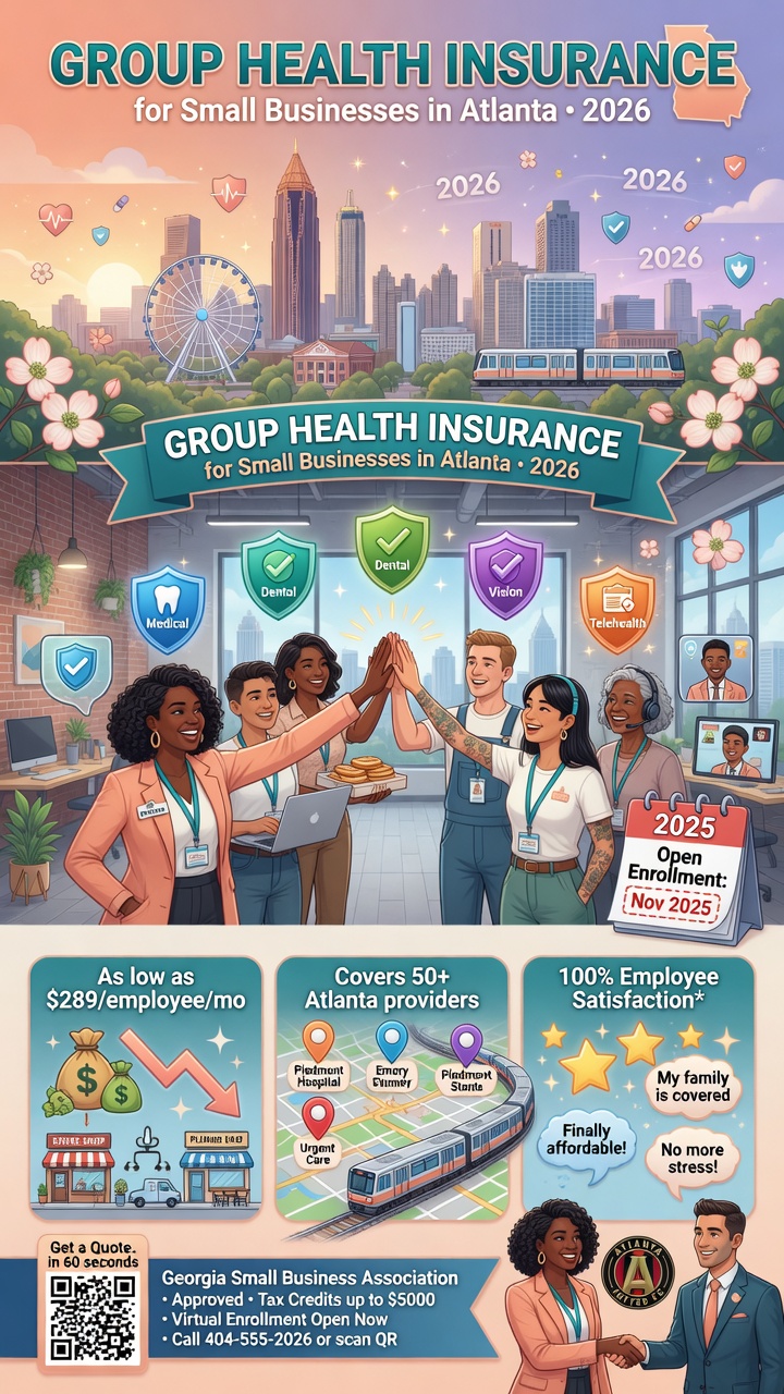 Atlanta small business owner reviewing group health insurance options for employees in 2026