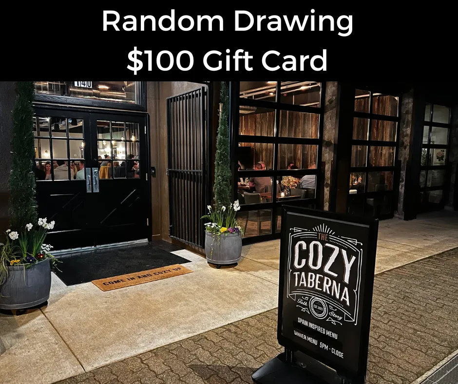 Random Drawing $100 Gift Card to The Cozy Tabernao