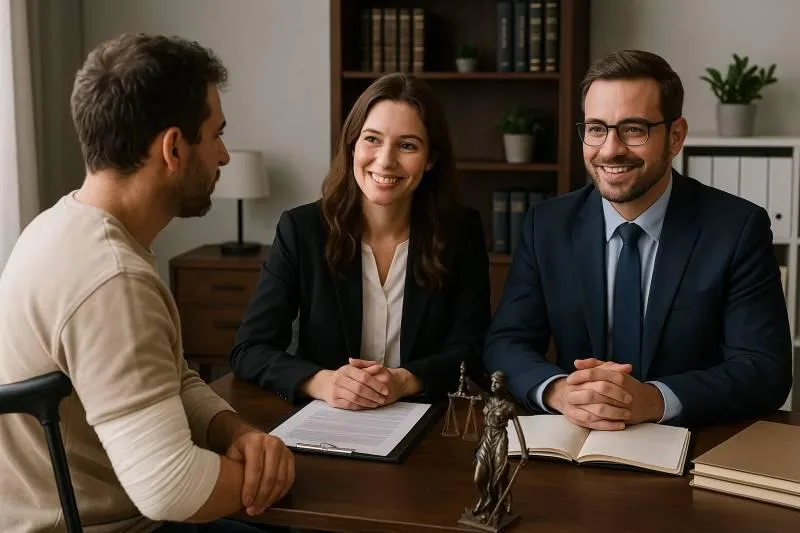 "Attorneys at Vassallo, Bilotta & Davis meeting with an injured worker in Stuart to discuss a workers’ compensation claim."