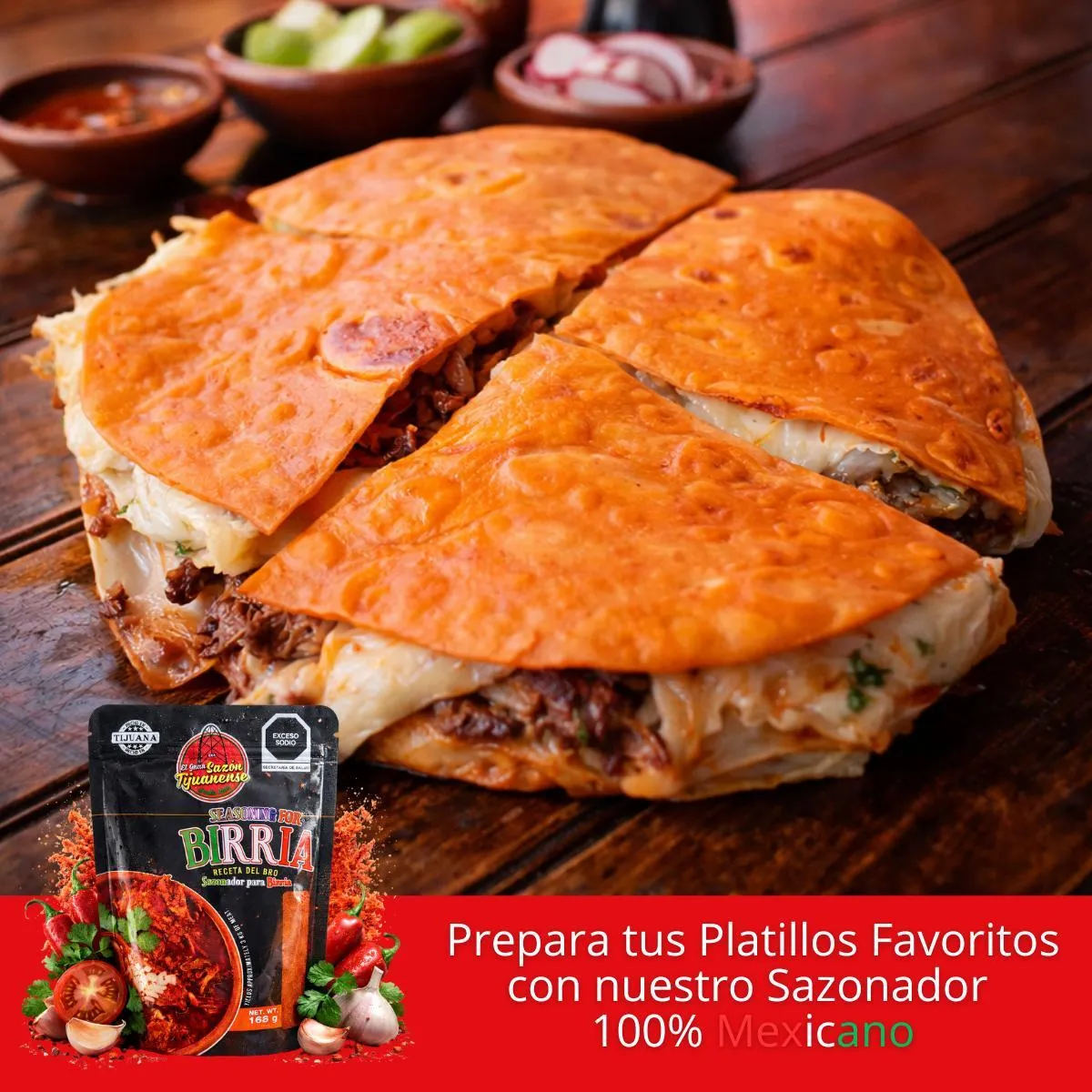 Empaque profesional del sazonador Mezcla Frontera sobre fondo blanco.