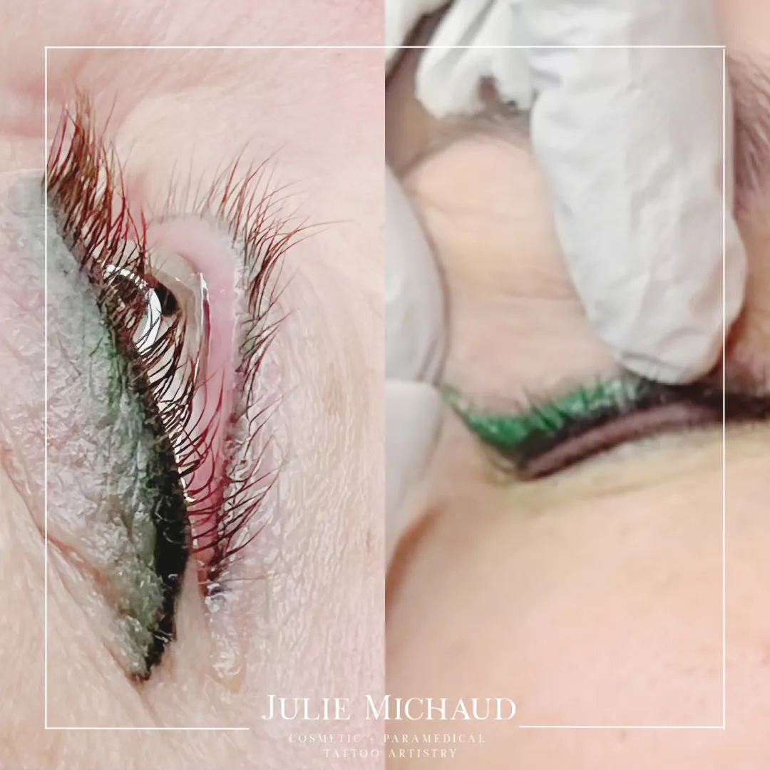 Permanent stardust eyeliner showing soft shaded eyeliner with a diffused smoky effect.