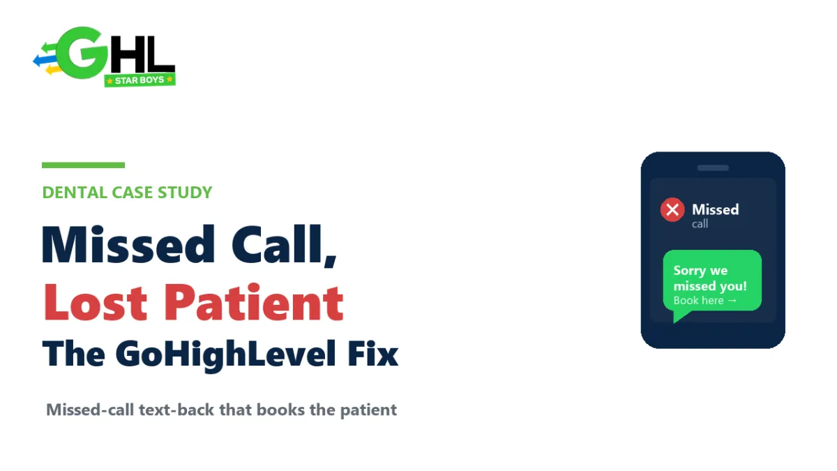Missed call text-back for dental practices in GoHighLevel that recovers lost patients