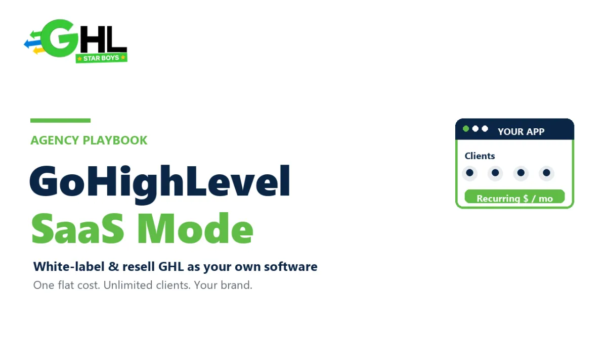 GoHighLevel SaaS Mode: white-label and resell GoHighLevel as your own software on the Pro plan