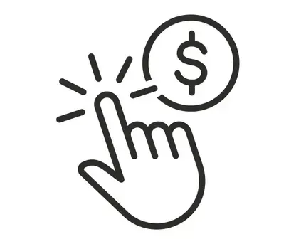 finger pressing money icon