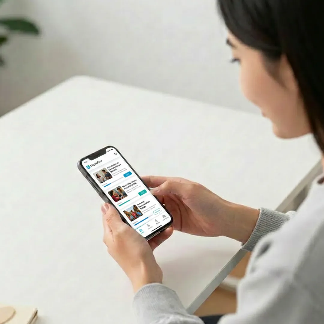 Studente che si esercita sull'app