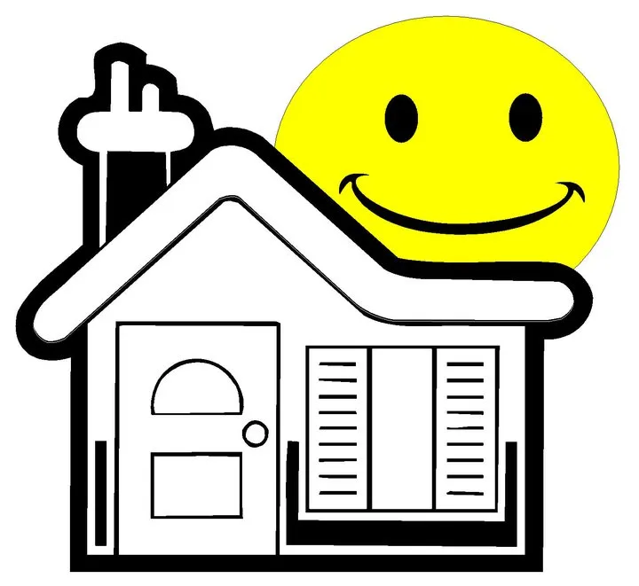 WorryFree Home Services logo featuring a smiling yellow sun above a house