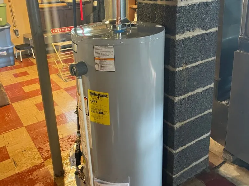 Residential hot water heater installed in a Buffalo, NY home by WorryFree Home Services.