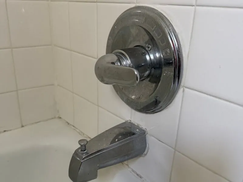 Bathtub spout and shower faucet handle in a Buffalo, NY bathroom