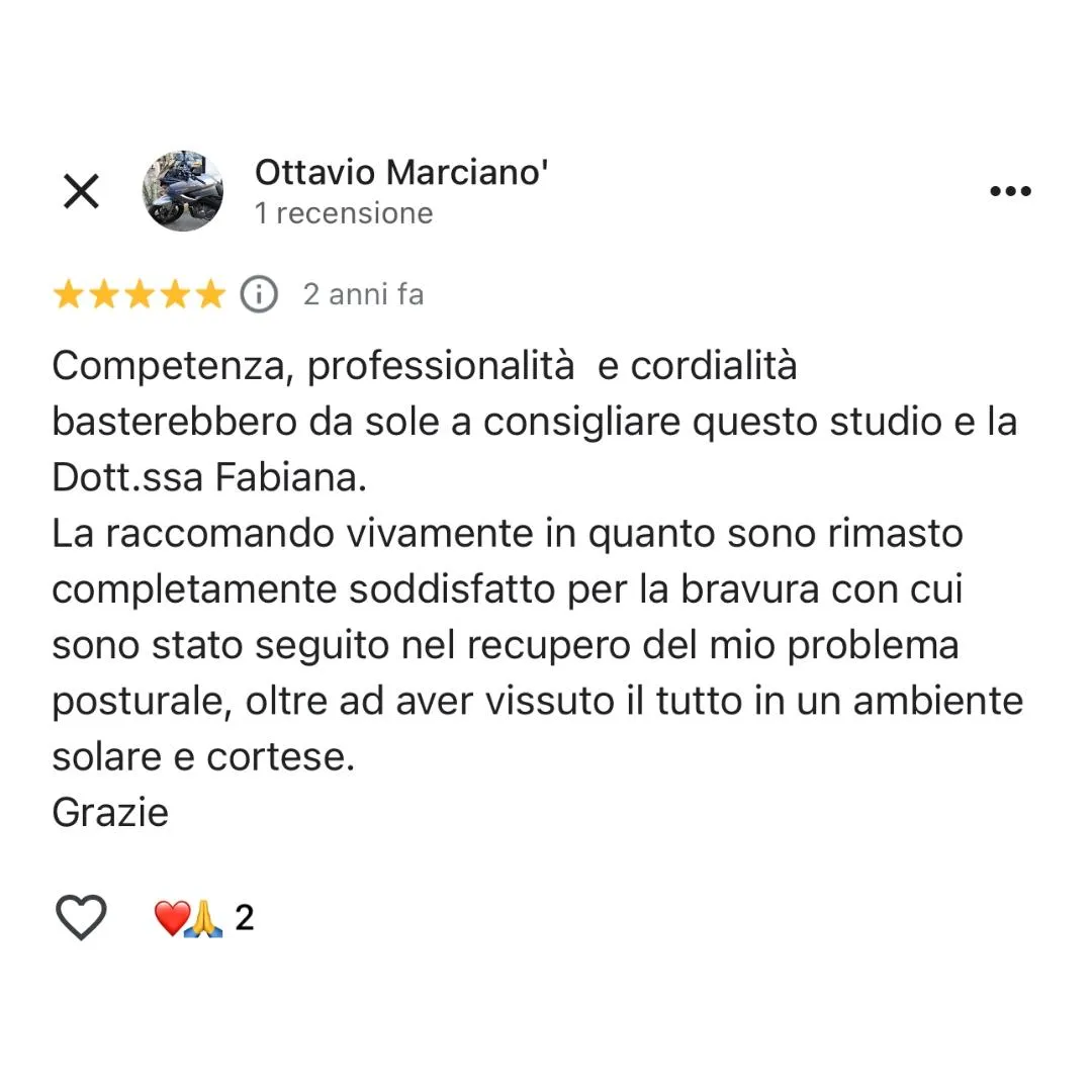 recensione 2 Osteopata a Cosenza Fabiana Casella
