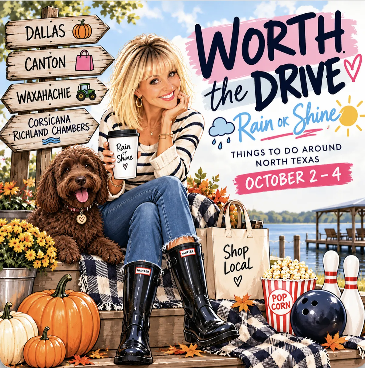 Worth the Drive North Texas weekend guide for October 2–4 featuring Dallas, Canton, Waxahachie, Corsicana and Richland Chambers.