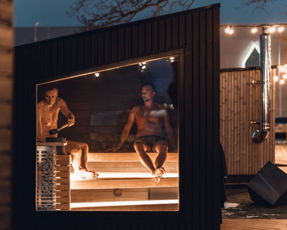 Custom outdoor sauna installed in Raleigh NC backyard