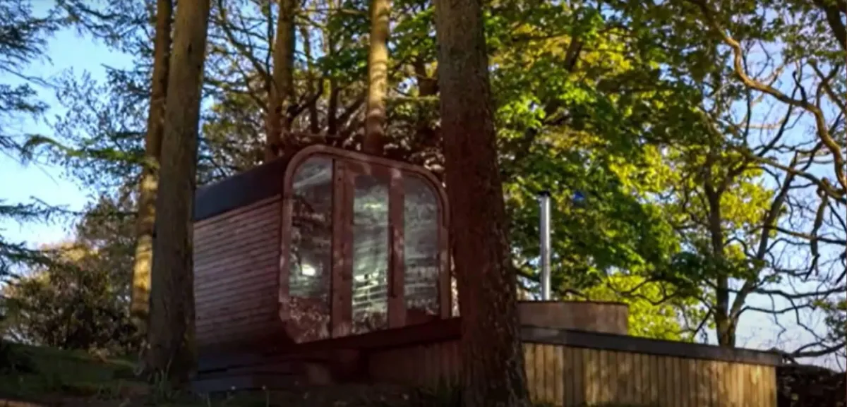 Custom outdoor sauna built in a St. Louis Missouri backyard
