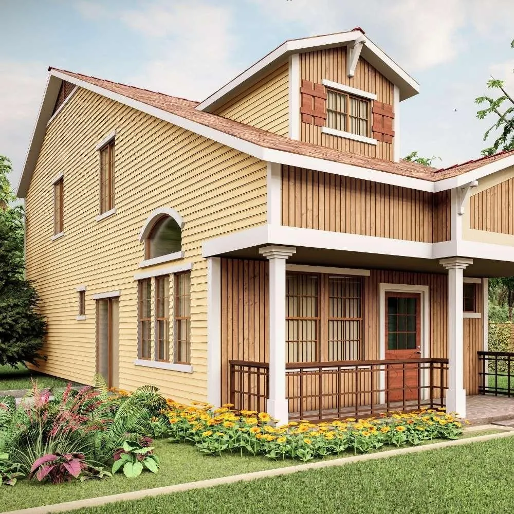 House with wood Sliding