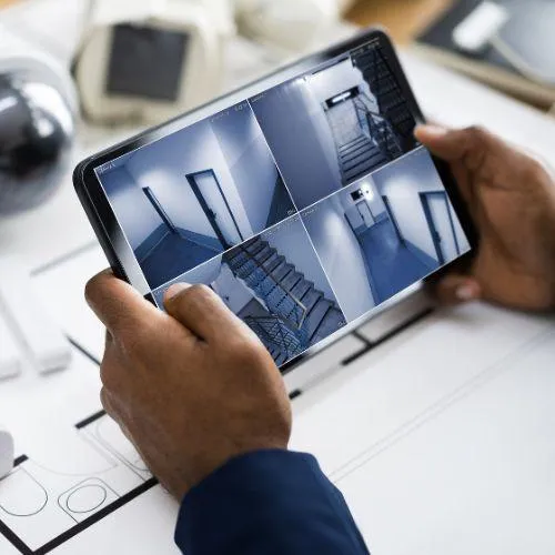 live cctv security stream on a tablet