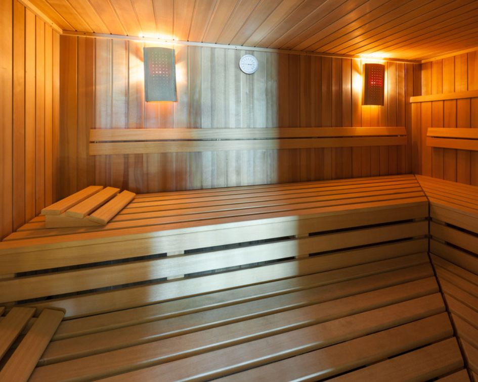 Large commercial sauna multiple tier benches Asheville