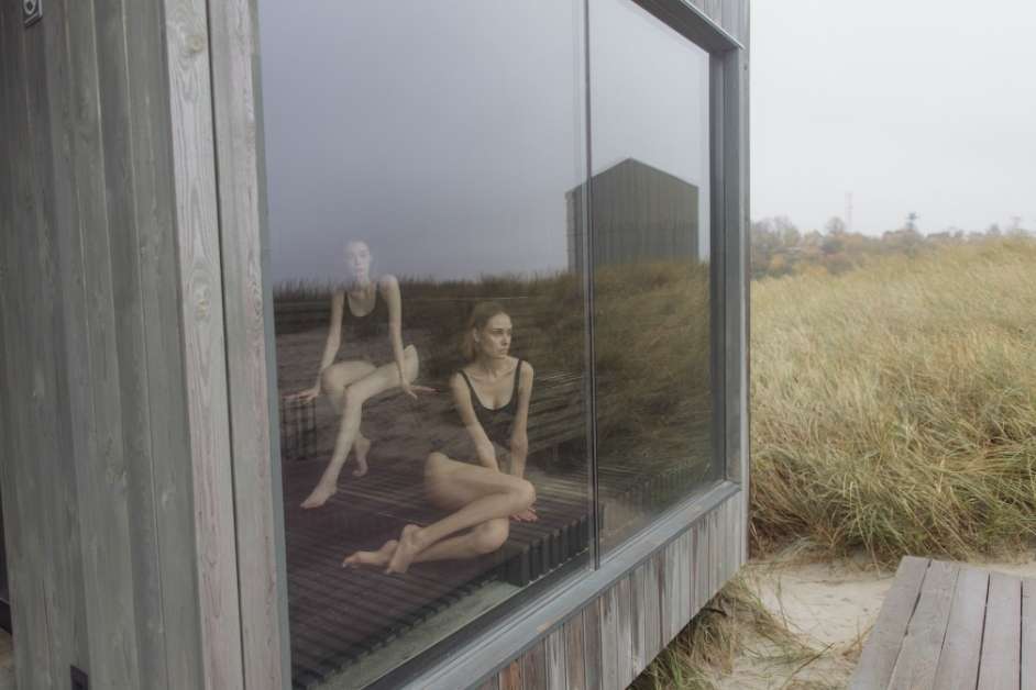 Exterior view of a custom outdoor sauna in Tucson