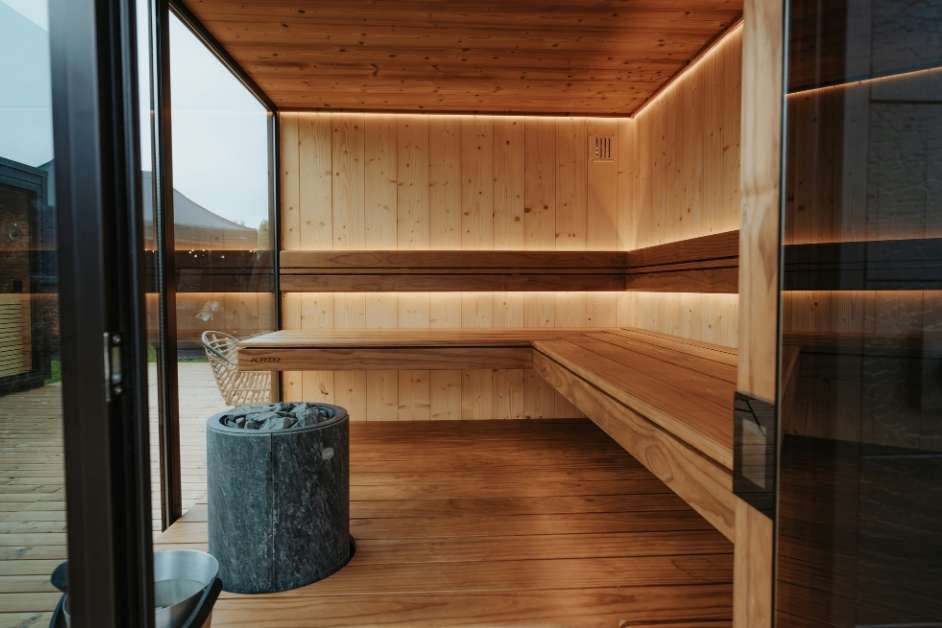 Custom outdoor sauna in the Asheville mountains