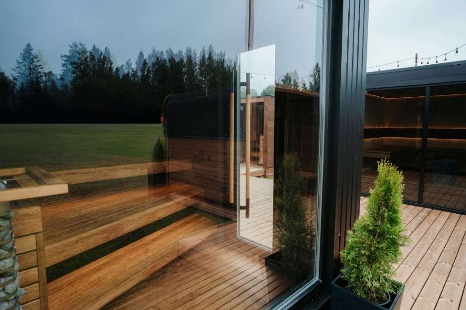 Barrel sauna installation in Asheville mountain property
