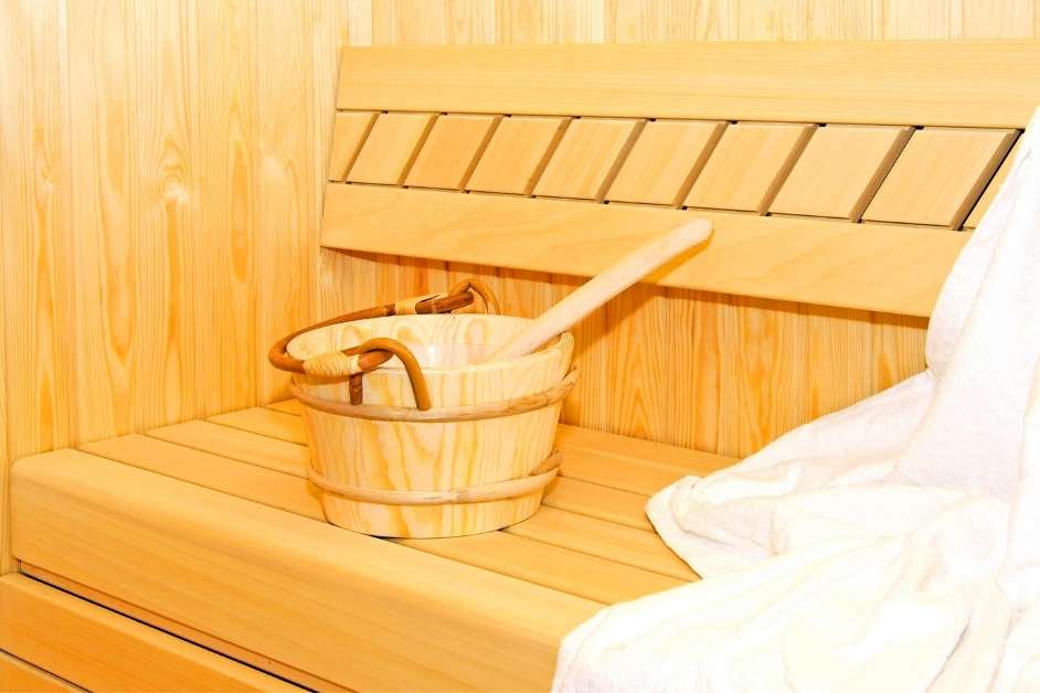 Cedar sauna bucket and ladle detail Jacksonville custom sauna