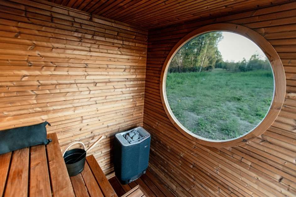 Freestanding cedar outdoor sauna Western North Carolina