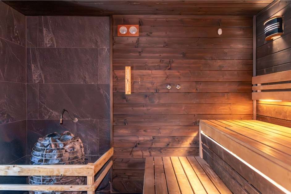 Custom sauna interior warm lighting Richmond