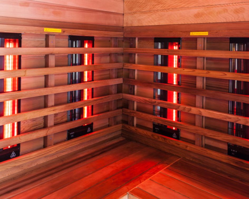 Modern infrared sauna with LED lighting Asheville
