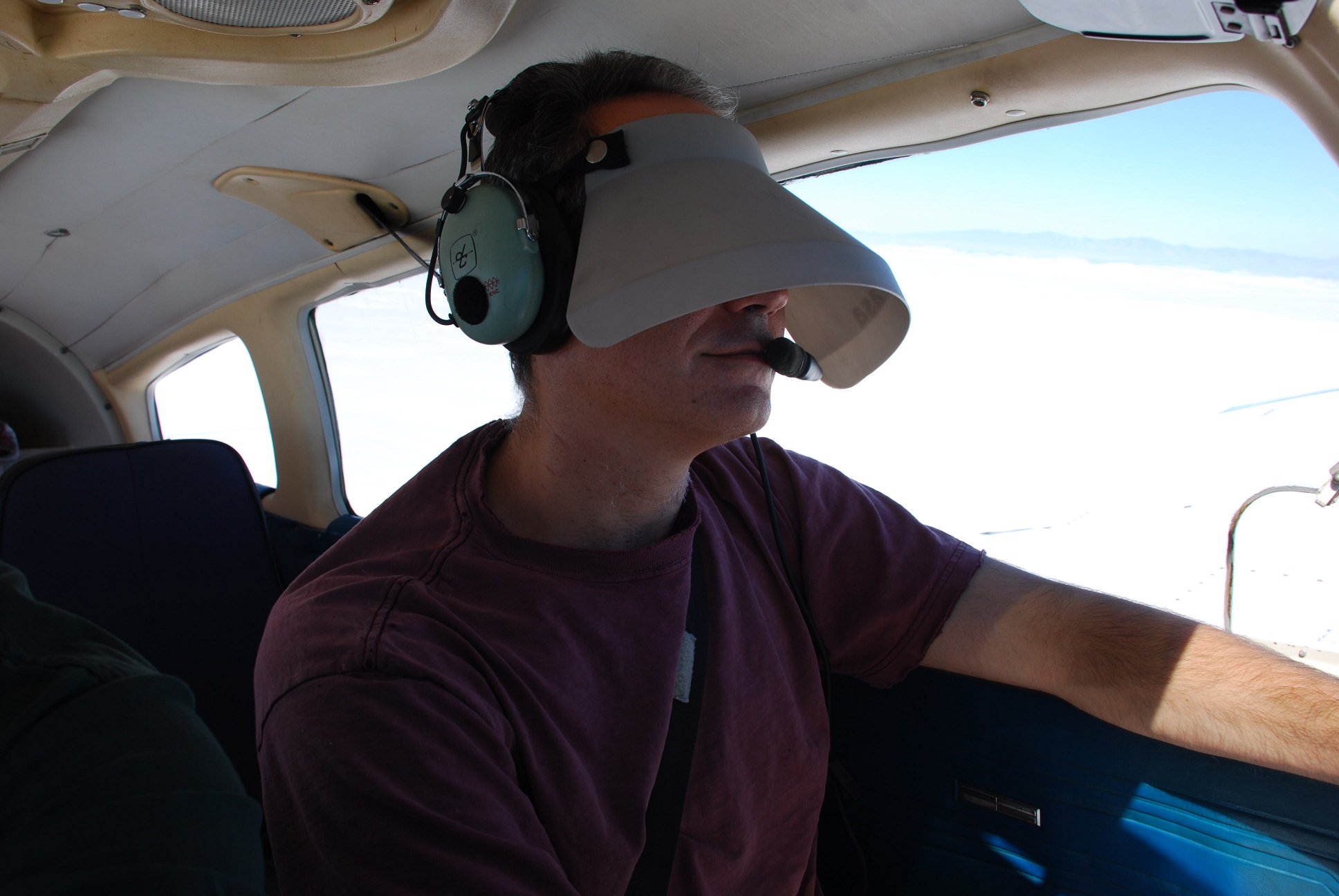 pilot flying with ifr hood on