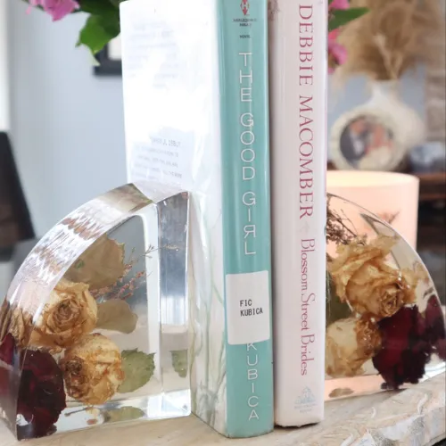 Floral resin bookends