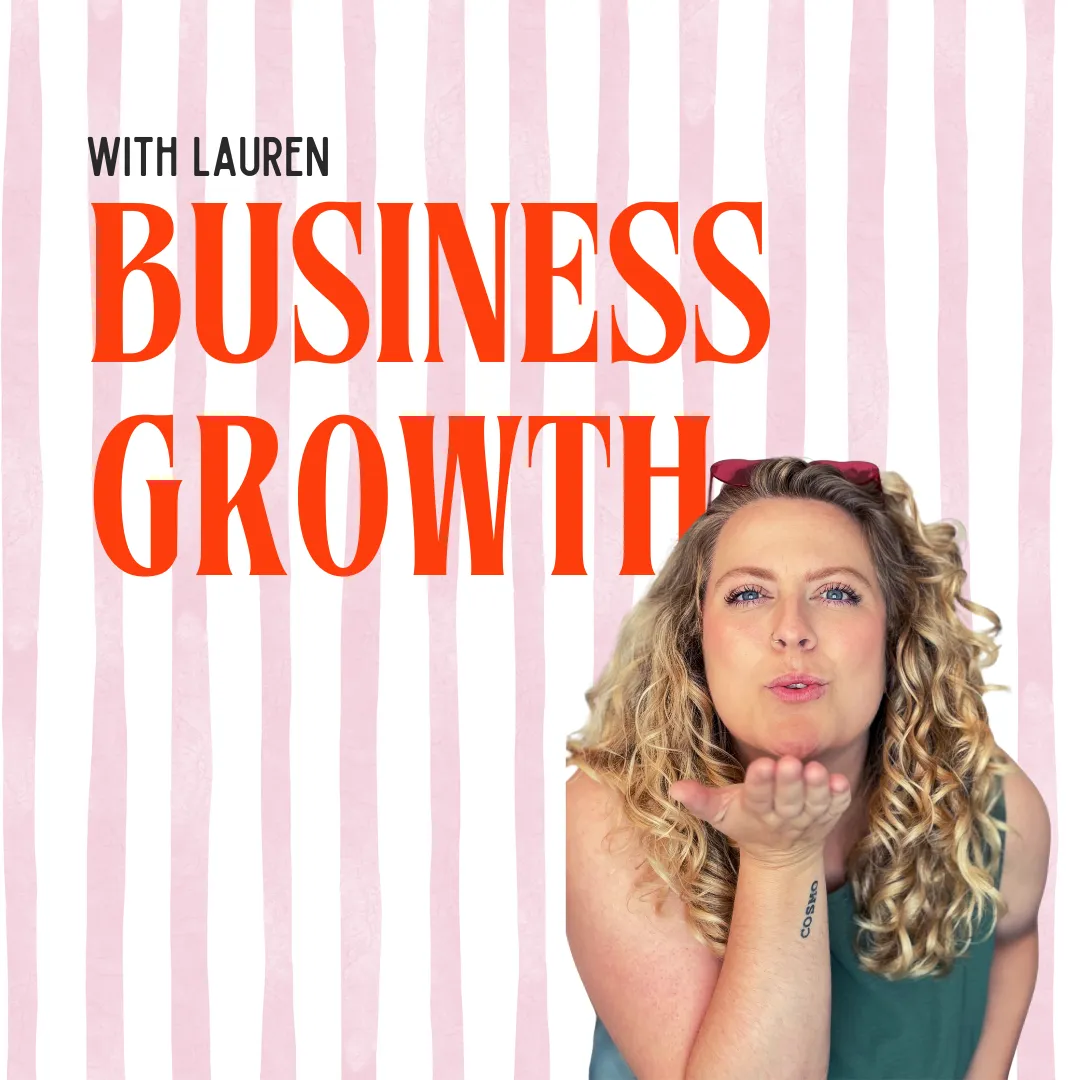 Blonde woman wearing a yellow jumper, holding a flowery mug with a smile. It looks like she is mid conversation. Overlaid across the image are the words Business Strategy