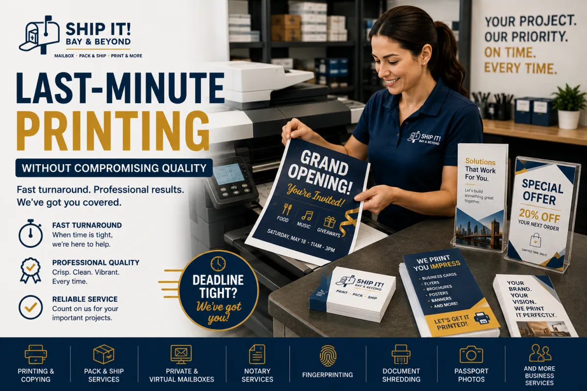 Last-Minute Printing Without Compromising Quality | Ship It! Bay & Beyond