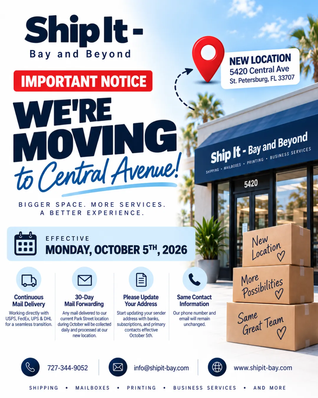 Ship It - Bay & Beyond Is Moving to Central Avenue in St. Petersburg, FL