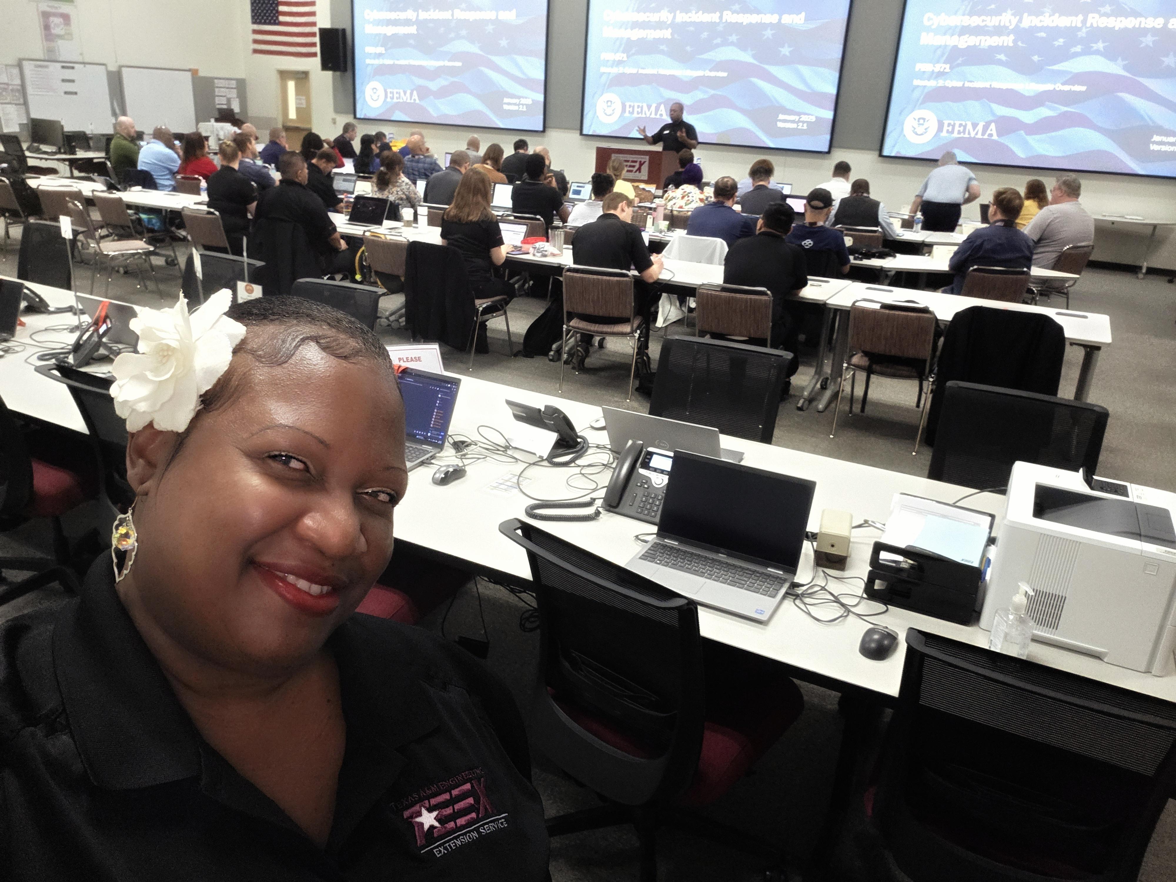 Monique instructoring at TEEX Cyber range for Cybersecurity Incident Response and Management _PER371