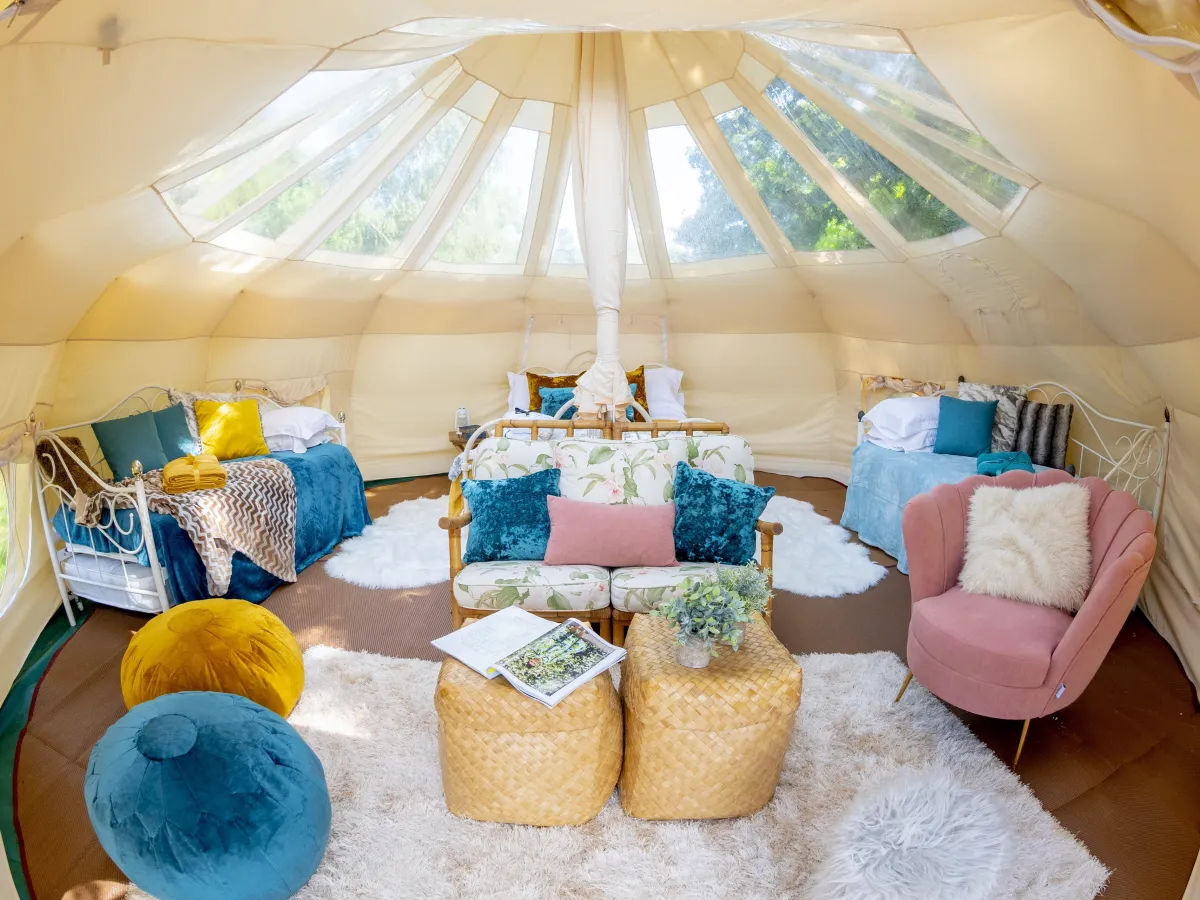 luxury interior glamping pods 