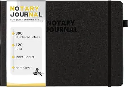 Notary Journal Log Book, Notary Book with 390 Record Entries, 10"X7" Notary Log Book Notary Public Journal for Notarial Acts, Hardcover, 120gsm Thick Numbered Pages, Black