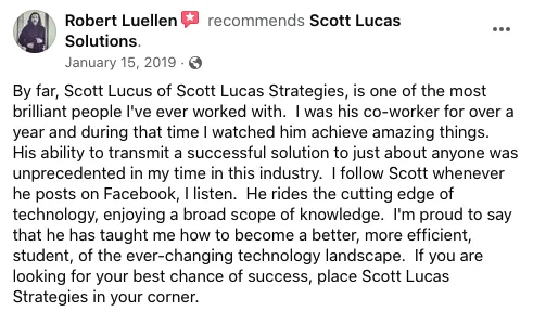 Robert Luellen Recommends Scott Lucas Solutions
