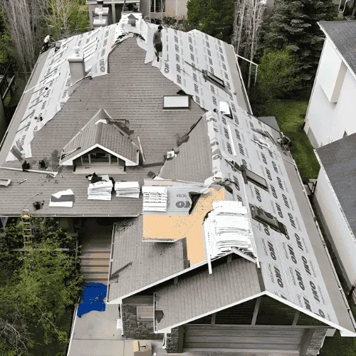Roof inspection being performed in Calgary