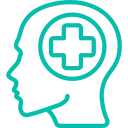 A men's face with the medical plus symbol under it's brain representing Concussion therapy in Vancouver, Surrey & Langley