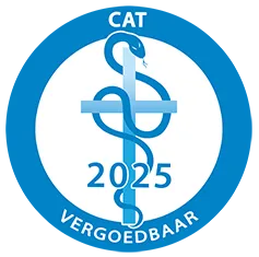 CAT vergoedbaar logo. Klik op de afbeelding om naar de website te gaan en te kijken wat er vergoed word.