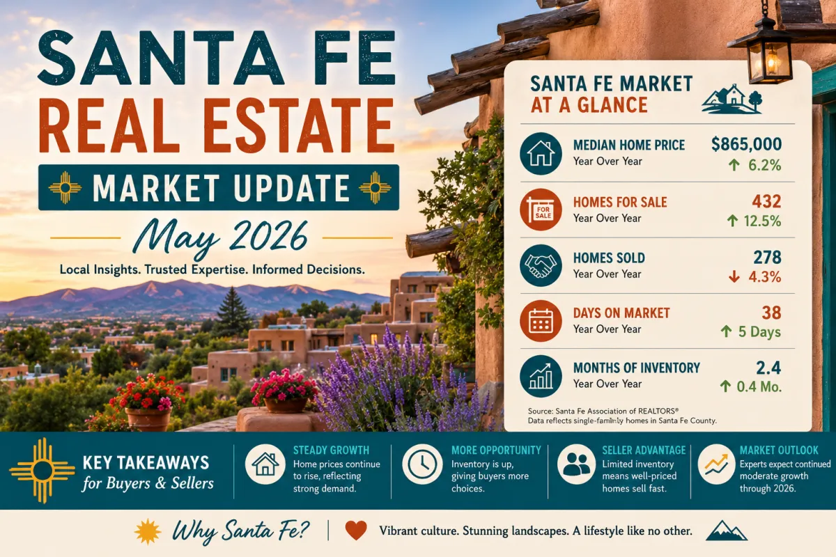 Santa Fe NM real estate market update May 2026 adobe homes