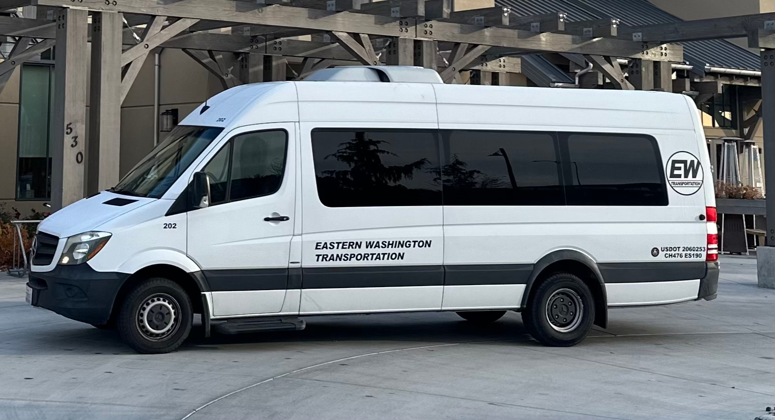 Clean, professional bus interior with comfortable seating