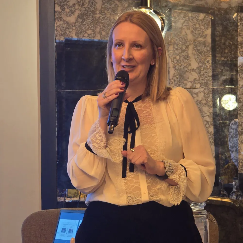 client speaking at an event