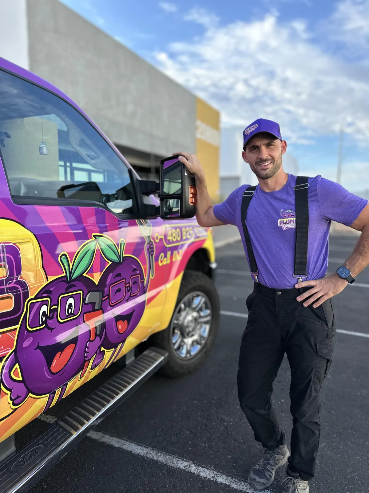 Crew in front of plumbing van