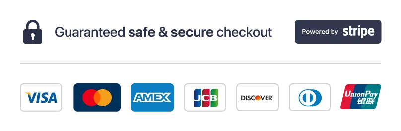 All payments are safely and securely processed by Stripe. 
